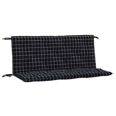 vidaXL Blazina za vrtno klop 2 kosa črn karo vzorec 120x50x7 cm blago