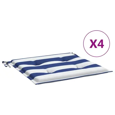 vidaXL Blazina za vrtni stol 4 kosi modro bele črte 40x40x4 cm blago