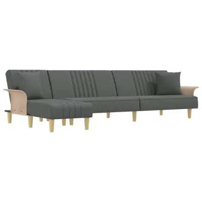 vidaXL Raztegljiv kavč L oblike temno siv 279x140x70 cm tkanina