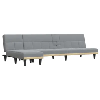 vidaXL Raztegljiv kavč L oblike svetlo siv 255x140x70 cm tkanina