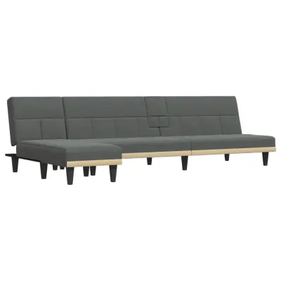 vidaXL Raztegljiv kavč L oblike temno siv 255x140x70 cm tkanina