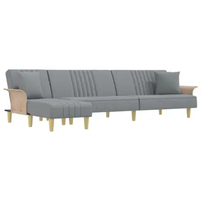 vidaXL Raztegljiv kavč L oblike svetlo siv 279x140x70 cm tkanina