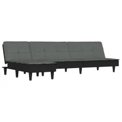 vidaXL Raztegljiv kavč L oblike temno siv 255x140x70 cm tkanina