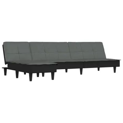 vidaXL Raztegljiv kavč L oblike temno siv 255x140x70 cm tkanina