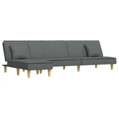 vidaXL Raztegljiv kavč L oblike temno siv 255x140x70 cm tkanina