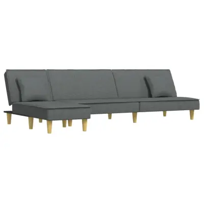 vidaXL Raztegljiv kavč L oblike temno siv 255x140x70 cm tkanina