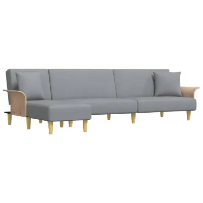 vidaXL Raztegljiv kavč L oblike svetlo siv 279x140x70 cm tkanina