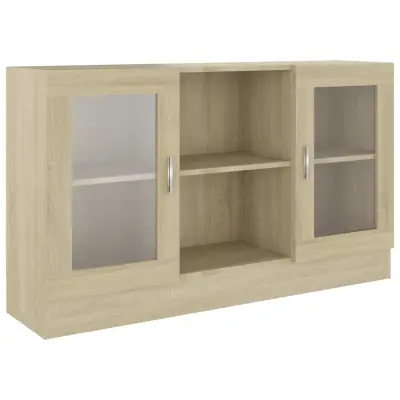 vidaXL Vitrina sonoma hrast 120x30,5x70 cm iverna plošča