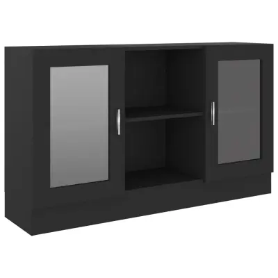 vidaXL Vitrina črna 120x30,5x70 cm iverna plošča