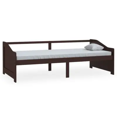 vidaXL Trosed z ležiščem temno rjava trdna borovina 90x200 cm