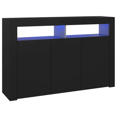 vidaXL Komoda z LED lučkami črna 115,5x30x75 cm
