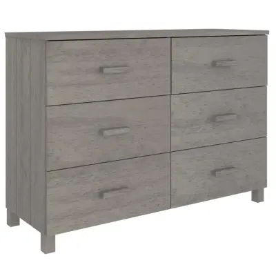 vidaXL Komoda HAMAR svetlo siva 113x40x80 cm trdna borovina