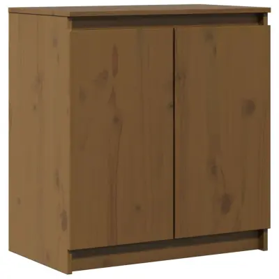 vidaXL Stranska omarica medeno rjava 60x36x65 cm trdna borovina