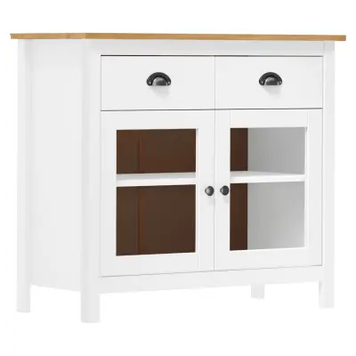 vidaXL Komoda Hill bela 90x40x80 cm trdna borovina
