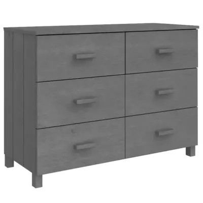 vidaXL Komoda HAMAR temno siva 113x40x80 cm trdna borovina