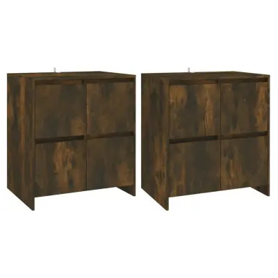 vidaXL Komoda 2 kosa dimljeni hrast 70x41x75 cm iverna plošča