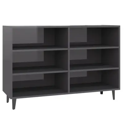 vidaXL Komoda visok sijaj siva 103,5x35x70 cm iverna plošča