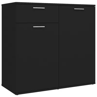 vidaXL Komoda črna 80x36x75 cm iverna plošča