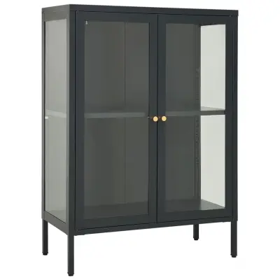 vidaXL Stranska omarica antracitna 75x35x105 cm jeklo in steklo