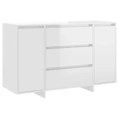vidaXL Komoda s 3 predali visok sijaj bela 120x41x75 cm iverna plošča