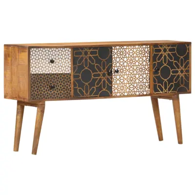 vidaXL Komoda s potiskanim vzorcem 130x30x70 cm trden mangov les