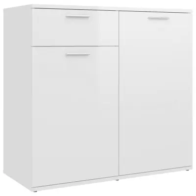 vidaXL Komoda visok sijaj bela 80x36x75 cm iverna plošča