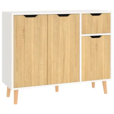 vidaXL Komoda bela in sonoma hrast 90x30x72 cm inženirski les