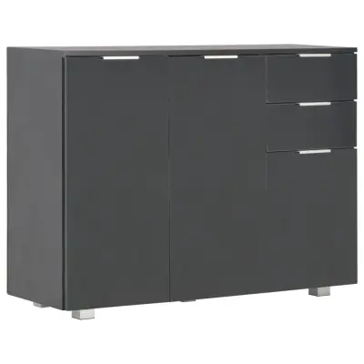 vidaXL Komoda visok sijaj črna 107x35x80,5 cm