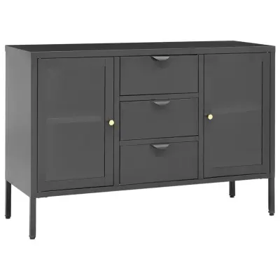 vidaXL Stranska omarica antracitna 105x35x70 cm jeklo in steklo