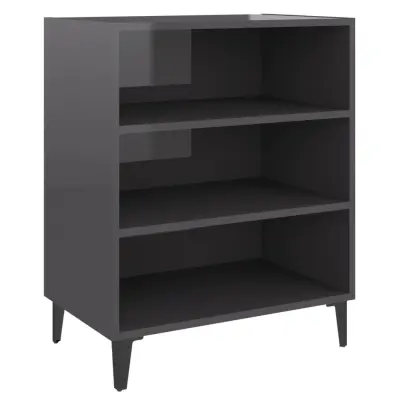 vidaXL Komoda visok sijaj siva 57x35x70 cm iverna plošča