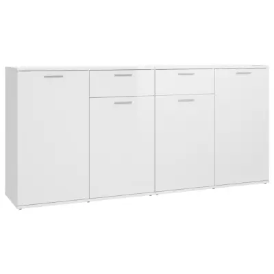vidaXL Komoda visok sijaj bela 160x36x75 cm iverna plošča