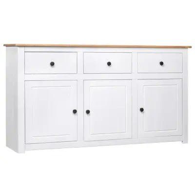 vidaXL Komoda bela 135x40x80 cm trdna borovina Panama Range