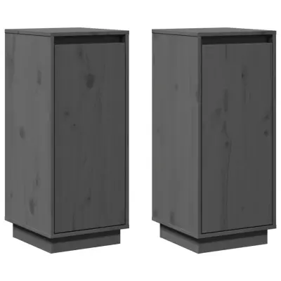 vidaXL Komoda 2 kosa siva 31,5x34x75 cm trdna borovina