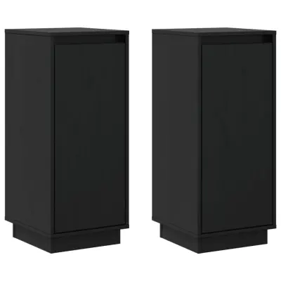 vidaXL Komoda 2 kosa črna 31,5x34x75 cm trdna borovina