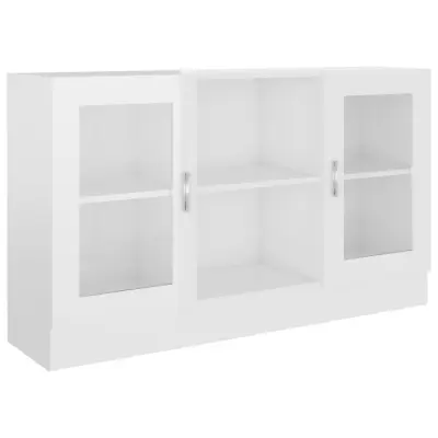 vidaXL Vitrina visok sijaj bela 120x30,5x70 cm iverna plošča