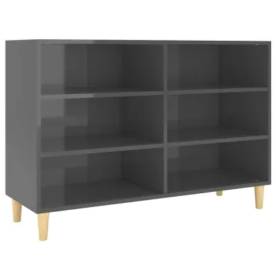 vidaXL Komoda visok sijaj siva 103,5x35x70 cm iverna plošča