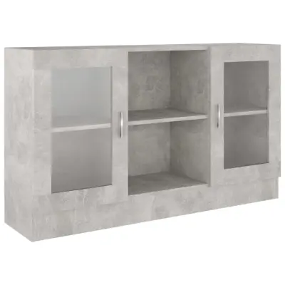 vidaXL Vitrina betonsko siva 120x30,5x70 cm iverna plošča