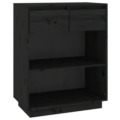 vidaXL Konzolna omarica črna 60x34x75 cm trdna borovina