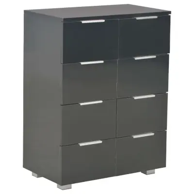 vidaXL Komoda visok sijaj črna 60x35x80 cm iverna plošča