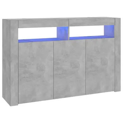 vidaXL Komoda z LED lučkami betonsko siva 115,5x30x75 cm