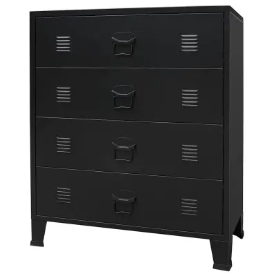vidaXL Predalnik kovinski industrijski stil 78x40x93 cm črn