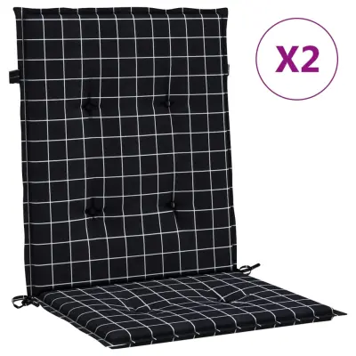 vidaXL Blazine za stole 2 kosa črno karo blago