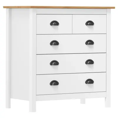 vidaXL Komoda Hill bela 79x40x80 cm trdna borovina