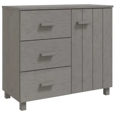 vidaXL Komoda HAMAR svetlo siva 90x40x80 cm trdna borovina