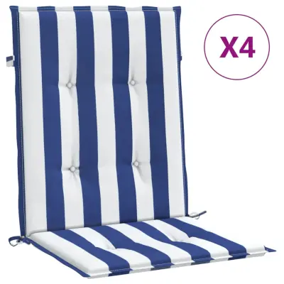 vidaXL Blazine za stole 4 kosi modro bele črte blago