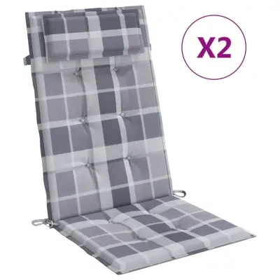 vidaXL Blazine za stole 2 kosa siva karo oxford tkanina