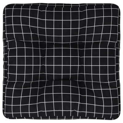 vidaXL Blazina za palete črn karo vzorec 50x50x12 cm blago
