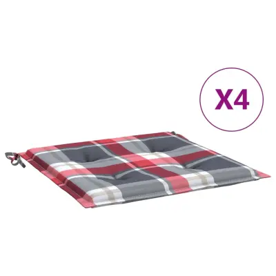 vidaXL Blazine za vrtne stole 4 kosi rdeče karo 40x40x3 cm oxford