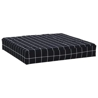 vidaXL Blazina za palete črn karo vzorec 60x60x8 cm oxford tkanina