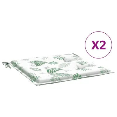 vidaXL Blazine za vrtne stole 2 kosi vzorec listja 50x50x3 cm tkanina